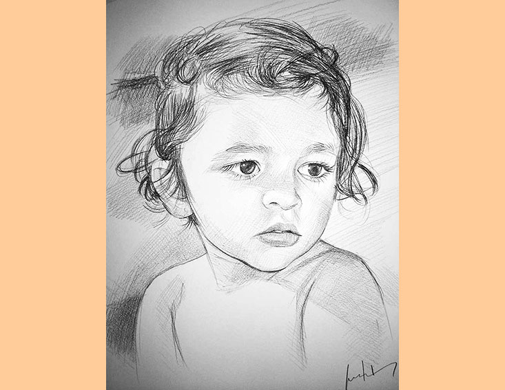 enfant portrait crayon graphite