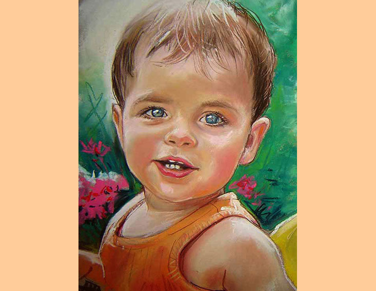 enfant portrait pastels couleur